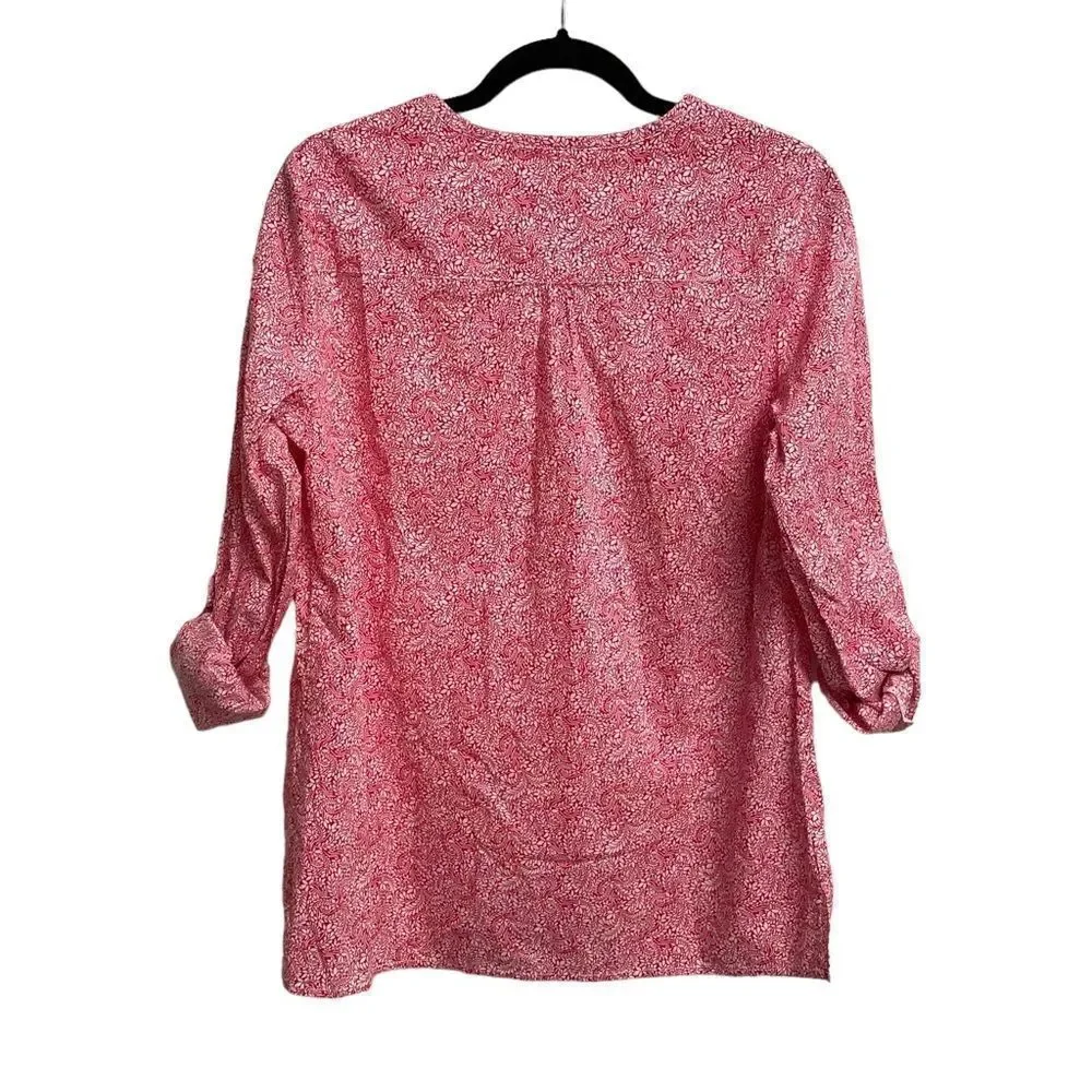 LIBERTY ART FABRICS Cotton Floral Print Popover Long Sleeve Blouse Shirt S